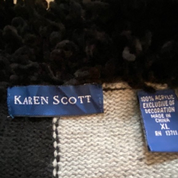 Vintage Karen Scott Snowman Christmas Cardigan Sweater Poodle Collar - Picture 3 of 6